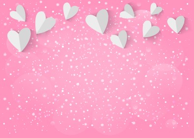 White paper 3d heart on pink background. Vector EPS10.